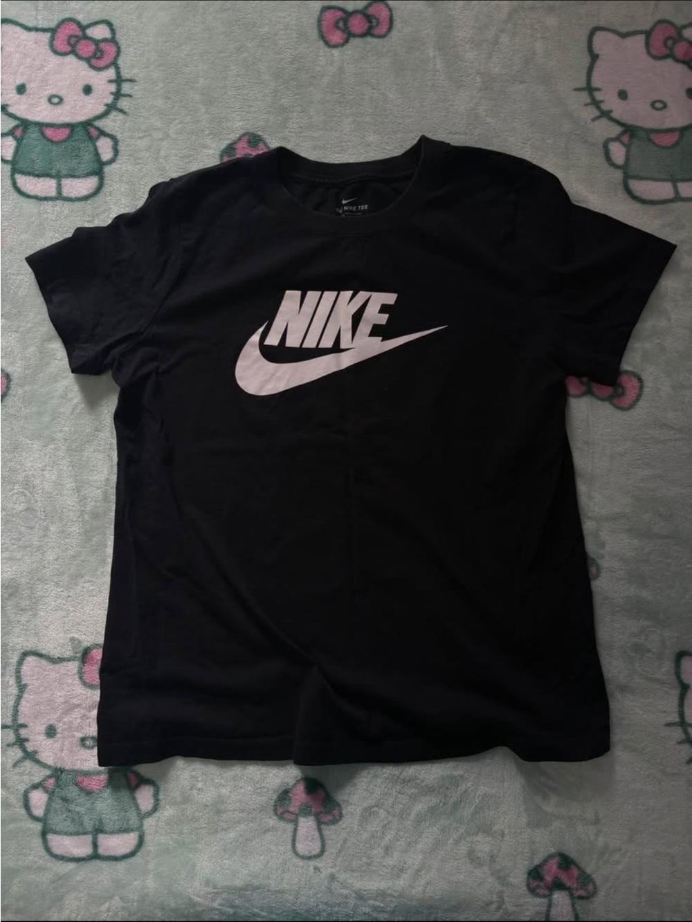 Nike Black Short-Sleeve Tee with White Swoosh Logo